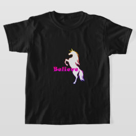 Unicorn Believe Design - Flickor Grundläggande T-S T Shirt