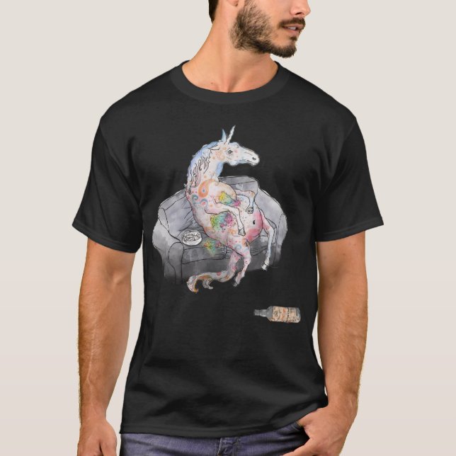 Unicorn-berusad, roligt unicorn mugg fantastisk t shirt (Framsida)