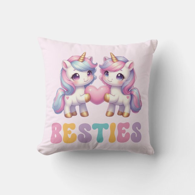 Unicorn Besties Best Friends Forever Kudde (Framsida)