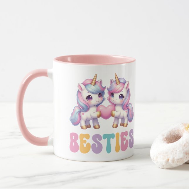 Unicorn Besties Best Friends Forever Mugg (Med munk)