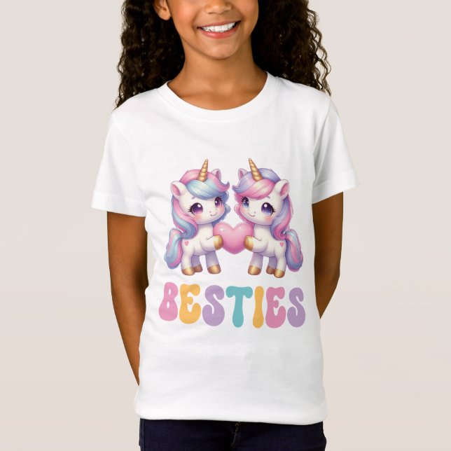 Unicorn Besties Best Friends Forever T Shirt (Framsida)
