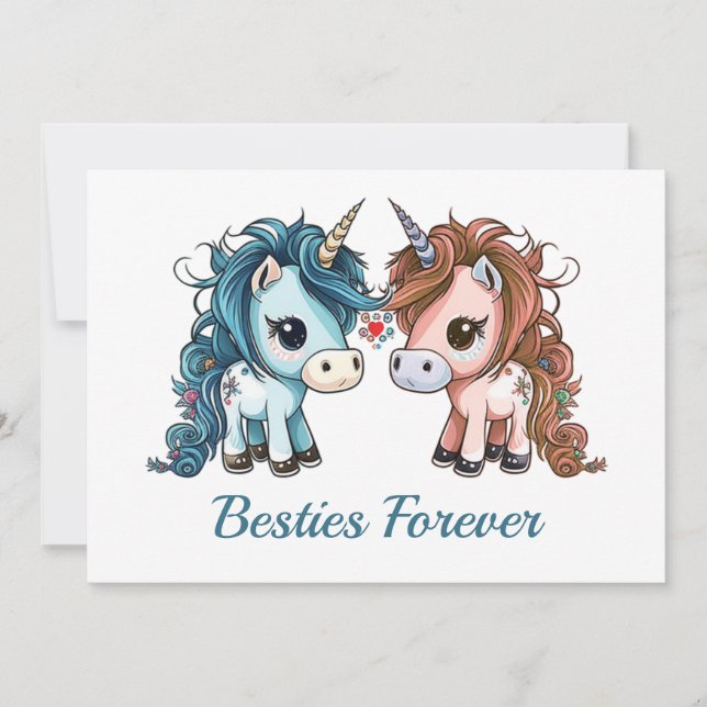 Unicorn Besties Forever Julkort (Framsida)