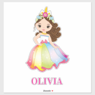 Unicorn Bevackra Girl i Rainbow Färg Sticker Klistermärken