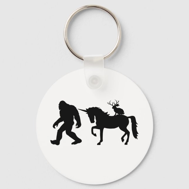 Unicorn, Bigfoot, Jackalope Nyckelring (Framsida)