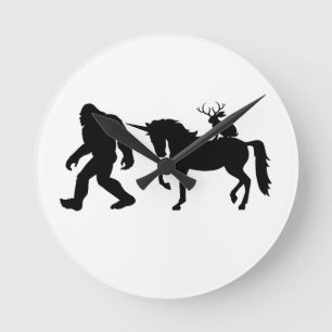 Unicorn, Bigfoot, Jackalope Rund Klocka