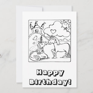 Unicorn Birday Card Du kan Färg Julkort