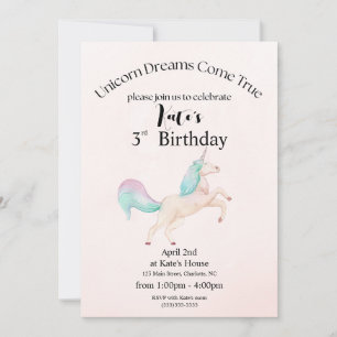 Unicorn Birday Card Inbjudningar