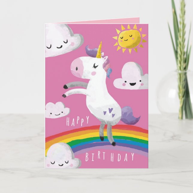 Unicorn Birday Card Kort (Framsida)