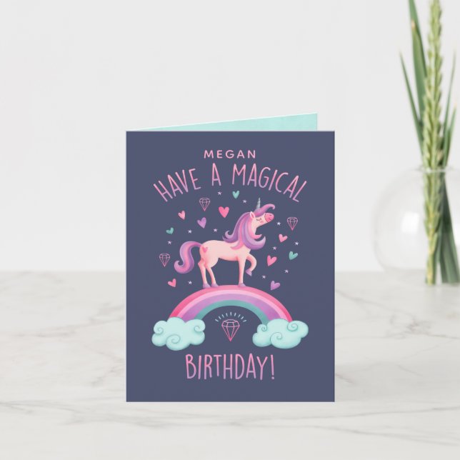 Unicorn Birday Note Card Anteckningskort (Framsida)