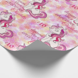 Unicorn Birthday Add Namn Age Girl's Cute Presentpapper