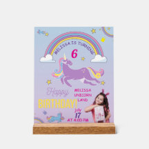 Unicorn Birthday-akryltecken - Anpassat namn och f