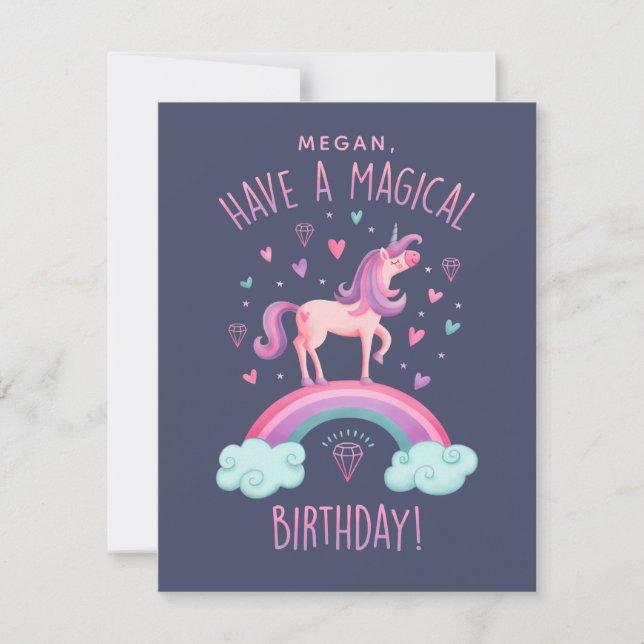 Unicorn Birthday Anteckningskort (Framsida)