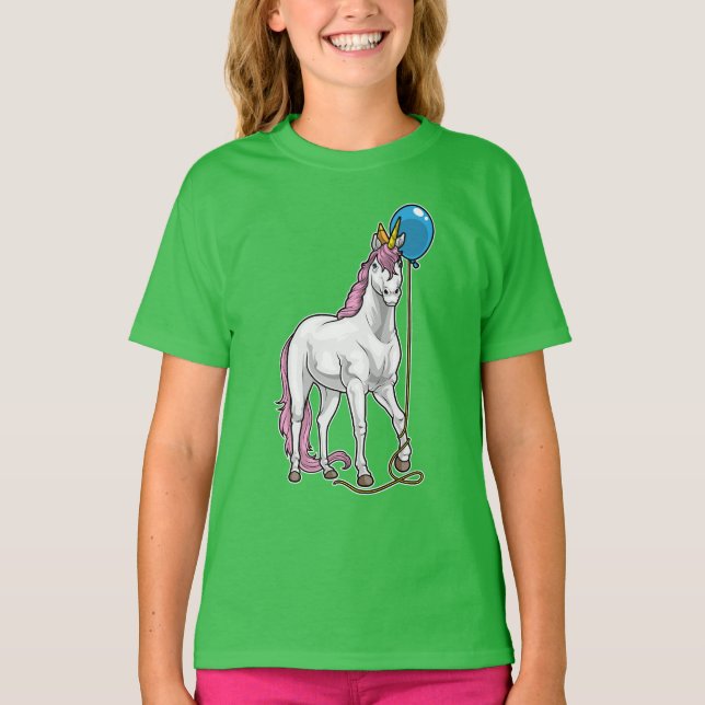 Unicorn Birthday Balloon T Shirt (Framsida)