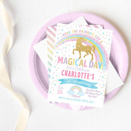 Unicorn Birthday bjudande, Unicorn Party Inbjudan