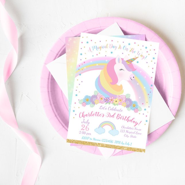 Unicorn Birthday bjudande, Unicorn Party Inbjudan (Skapare uppladdad)
