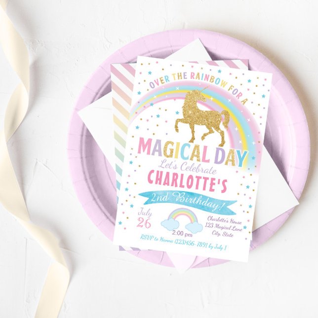 Unicorn Birthday bjudande, Unicorn Party Inbjudan (Skapare uppladdad)