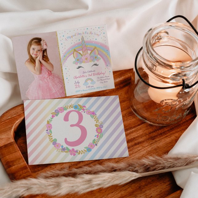 Unicorn Birthday bjudande, Unicorn Party Inbjudan (Skapare uppladdad)