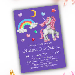 Unicorn Birthday bjudande - Unicorn Party Inbjudningar