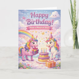 Unicorn Birthday Card for Girls Kort
