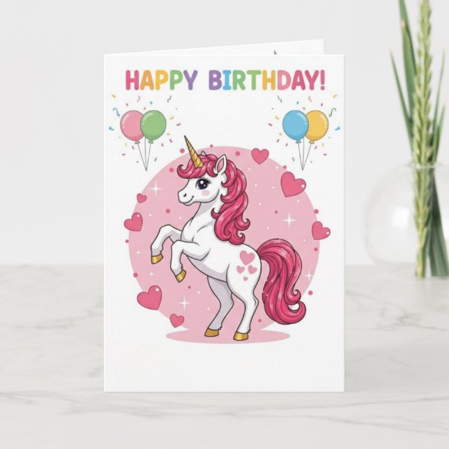 Unicorn Birthday Card |Magical Rainbow  Kort (Framsida)