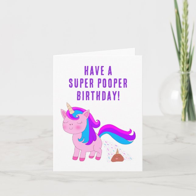 Unicorn Birthday Card - Toppen Pooper Kort (Framsida)