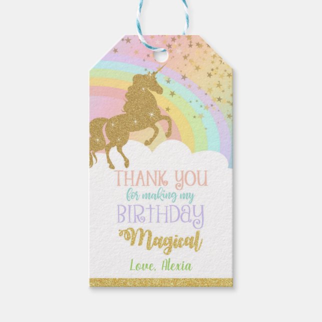 Unicorn Birthday-favorittagg Presentetikett (Framsidan)