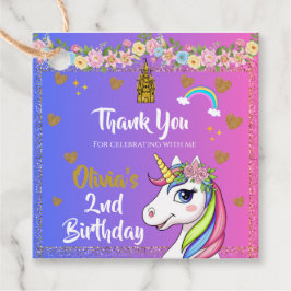 Unicorn Birthday-favorittaggar |Rainbow Unicorn Pa Gåvor Etiketter