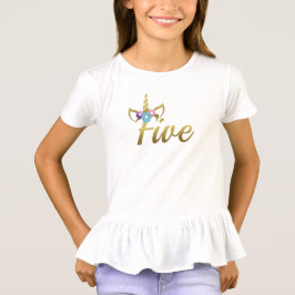 Unicorn Birthday Girl, fem år gammal Tee Shirt