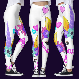Unicorn, Birthday Girl, Födelsedagsfest Leggings