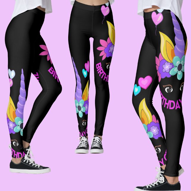 Unicorn, Birthday Girl, Födelsedagsfest Leggings (Skapare uppladdad)