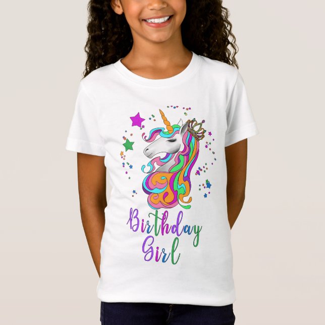 Unicorn Birthday Girl T-Shirt (Framsida)