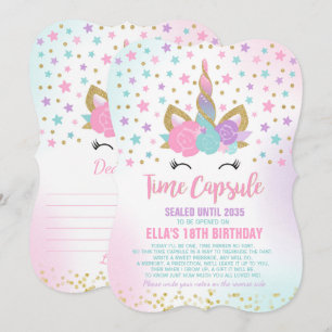 Unicorn Birthday Guestbook Time Capsule med anteck Inbjudningar