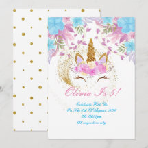 UNICORN BIRTHDAY GULD ROSA LILA