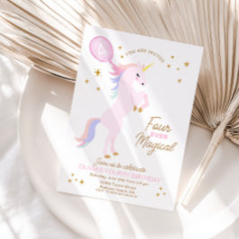Unicorn Birthday-inbjudan - FYRA MAGICAL Inbjudningar