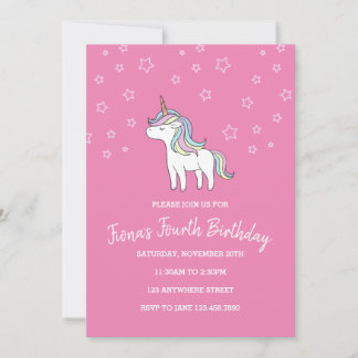 Unicorn Birthday-inbjudan Inbjudningar