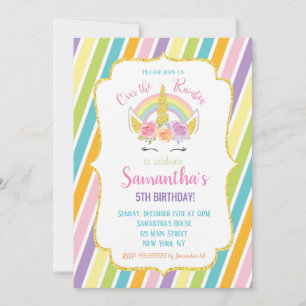 Unicorn Birthday-inbjudan Inbjudningar