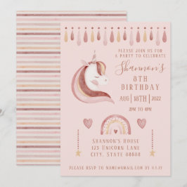 Unicorn Birthday-inbjudan Inbjudningar