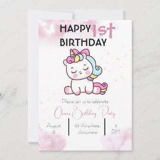 Unicorn Birthday-inbjudan Inbjudningar