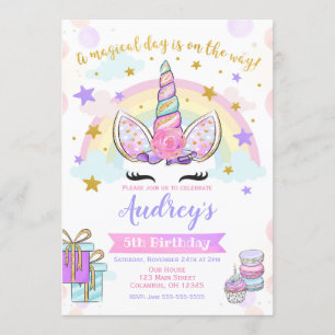 Unicorn Birthday-inbjudan - Magic - Glitter Inbjudningar