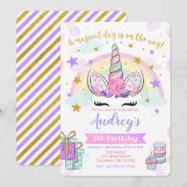 Unicorn Birthday-inbjudan Magic Party Glitter Inbjudningar