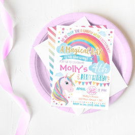 Unicorn Birthday-inbjudan Magic Rainbow Inbjudan