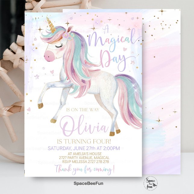 Unicorn Birthday-inbjudan, Party, ;bbbbbR200000000 Inbjudningar (Unicorn Birthday,Invitation Party,Unicorn Invite,Magical Rainbow,Invite Girls,Birthday Party,Unicorn)