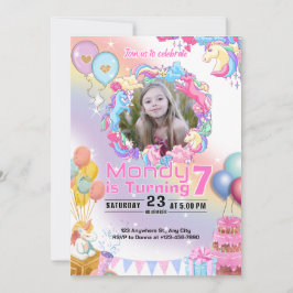 Unicorn Birthday-inbjudan Party Inbjudningar