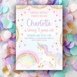 Unicorn Birthday-inbjudan Pastel Unicorn Rainbow Inbjudningar