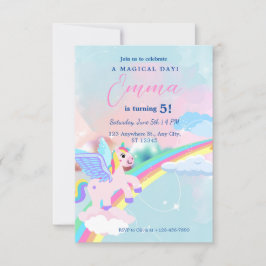 Unicorn Birthday-inbjudan till barn Inbjudningar