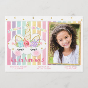Unicorn Birthday-inbjudan, Unicorn-inbjudan Inbjudningar