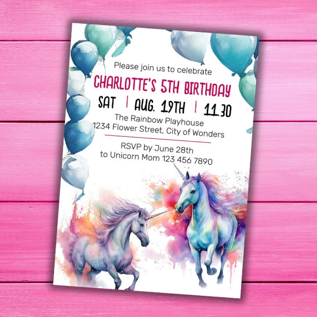 Unicorn Birthday-inbjudan | Unicorn Party Inbjudningar (Skapare uppladdad)
