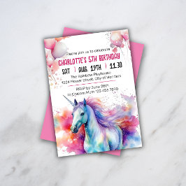 Unicorn Birthday-inbjudan | Unicorn Party Inbjudningar