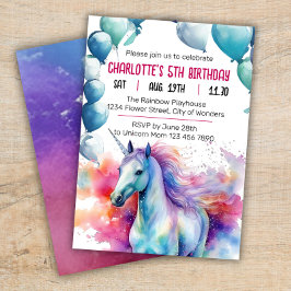 Unicorn Birthday-inbjudan | Unicorn Party Inbjudningar