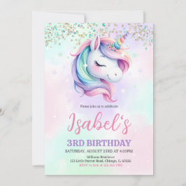 Unicorn Birthday Inbjudningar